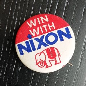 Vintage 'Win with Nixon' 1868 GOP Presidential Campaign Button